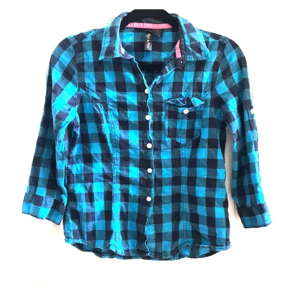 Blue Cotton flannel top